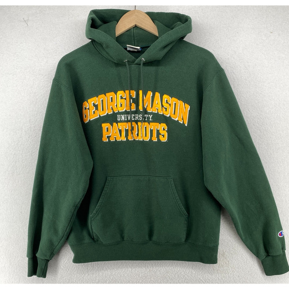 GEORGE MASON UNIVERSITY Hoodie Adult M CHAMPION Patriots Fairfax VA Green - Picture 2 of 11